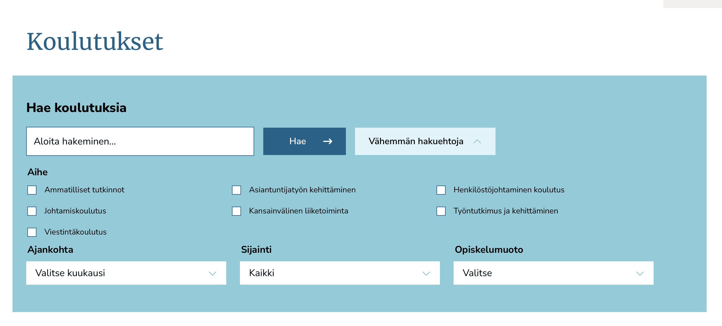 Selkeä koulutushaku helpottaa sopivan koulutuksen löytämistä.