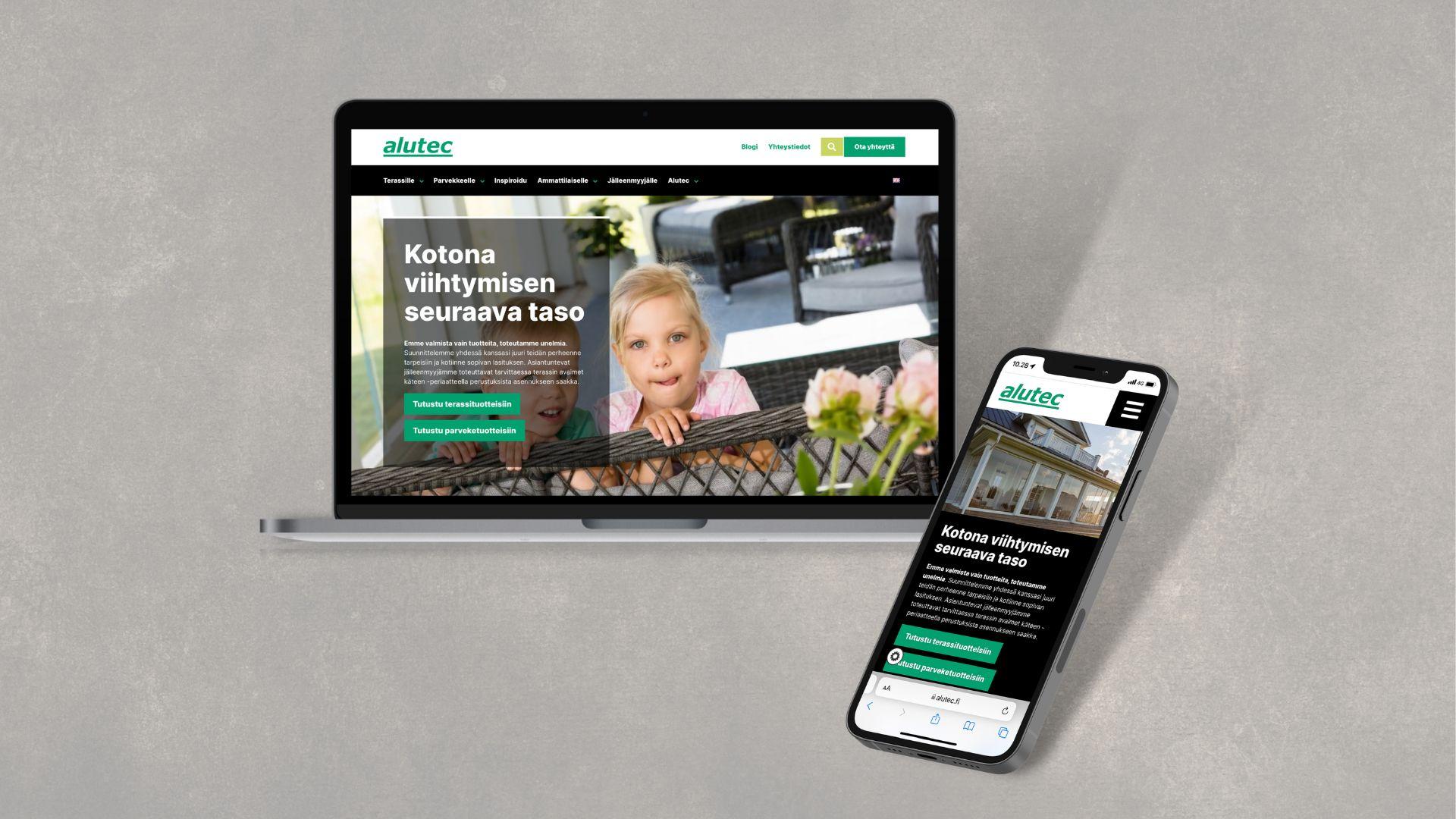 alutec Alutecin verkkosivu-uudistus toi palvelut paremmin esille
